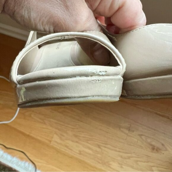 Bandolino size 8.5 sling back nude patent peep toe heels - Picture 16 of 16